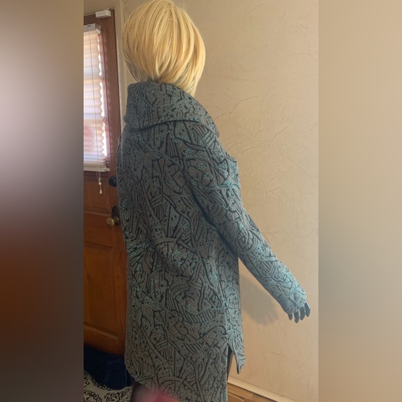 TONIA DEBELLIS  CowlNeck LongTunic Stylepullover jacket blue/brown/black… - Picture 5 of 11